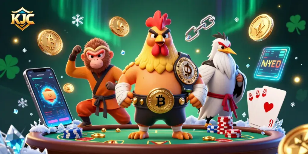 KJC features a dynamic casino scene with characters and gambling elements for thrilling gameplay