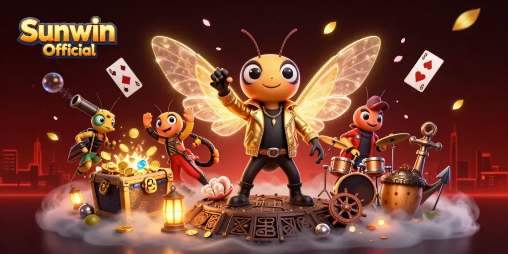 Experience Sunwin Official in this vibrant 3D gaming scene with exciting casino elements.